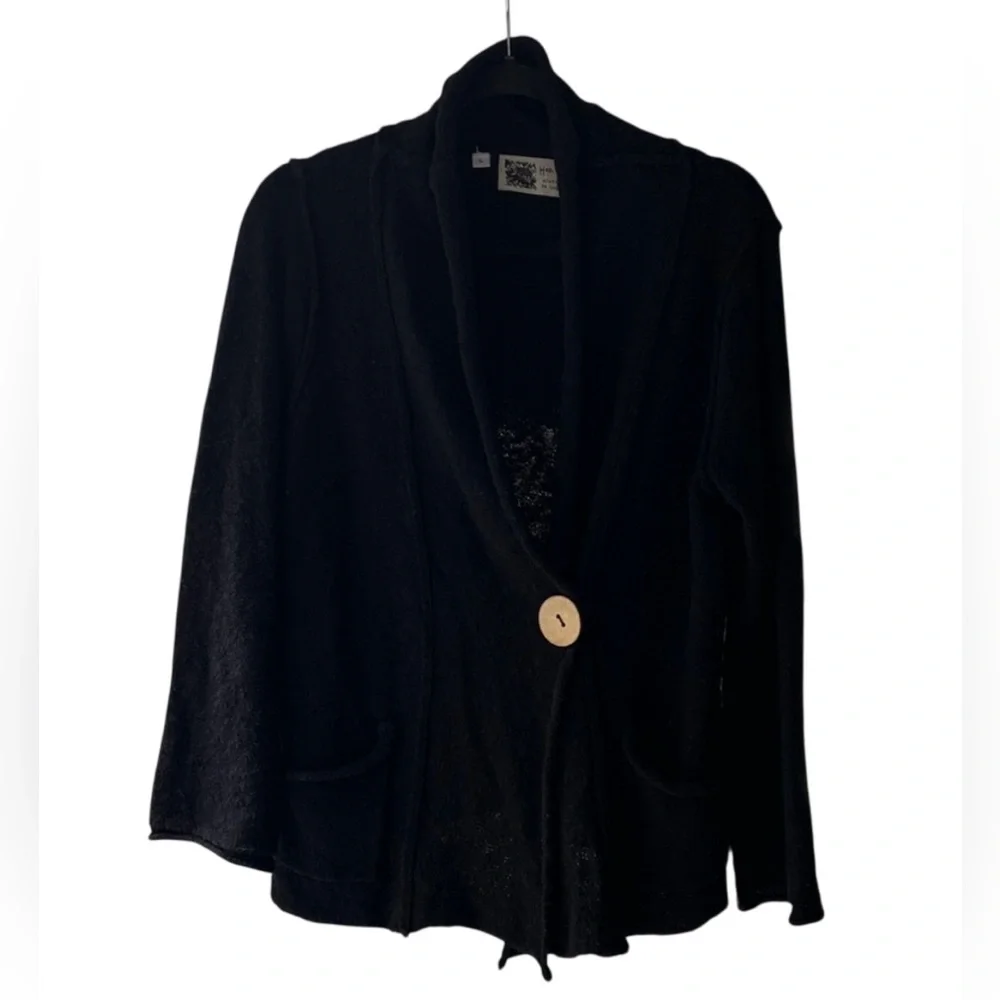 Habitat One Button Cardigan Women’s 100% Cotton Boho Large EUC - Picture 2 of 9